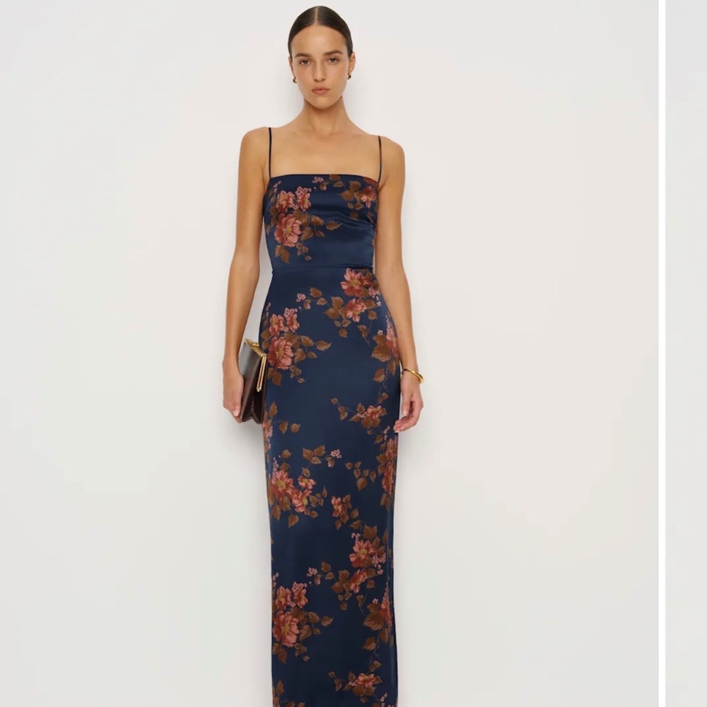 Reformation Frankie Silk Dress Blue - Size 6